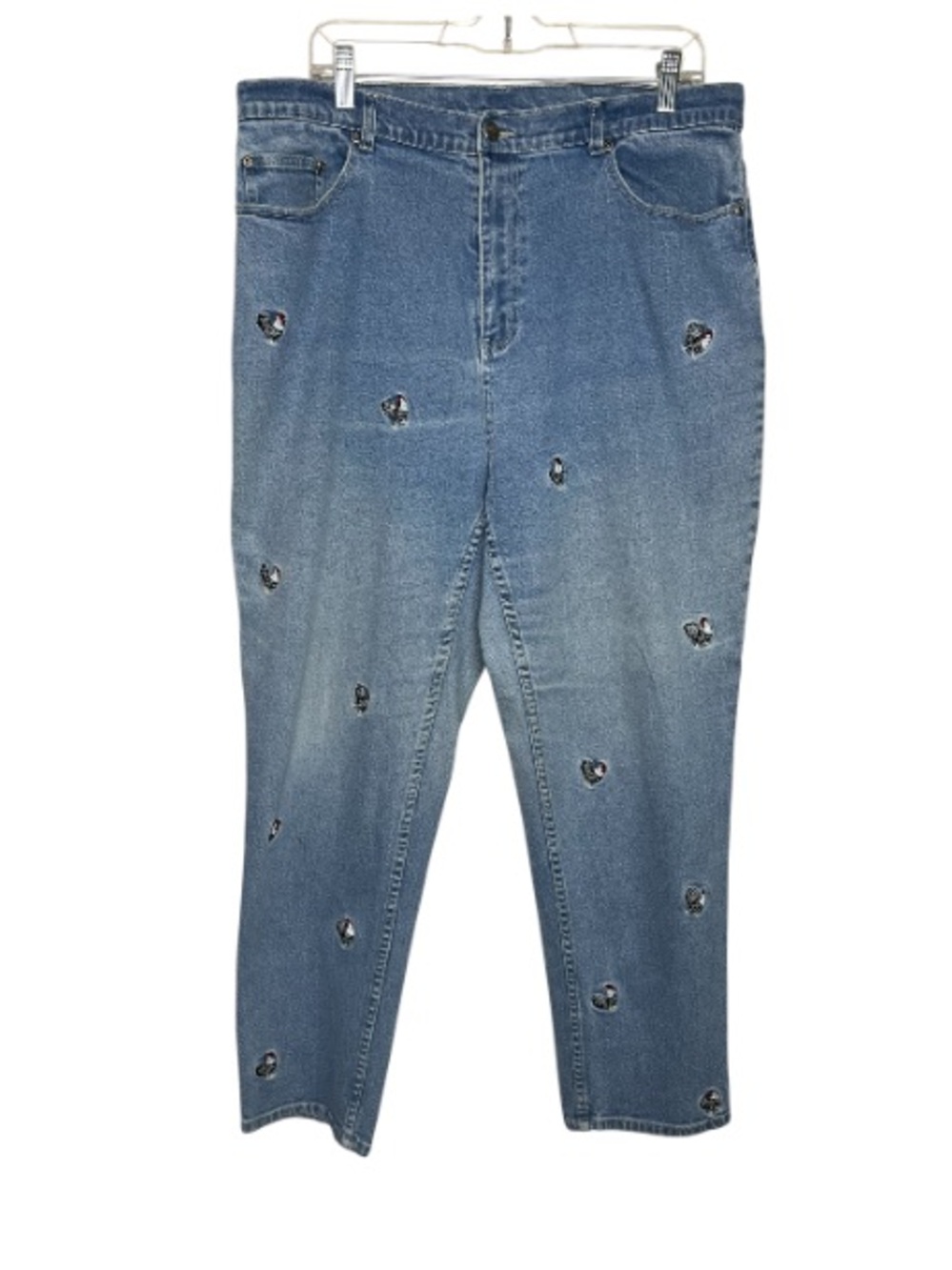 Vintage Quacker Factory Chicken Embroidered Jeans 18W Farmhouse Cottagecore